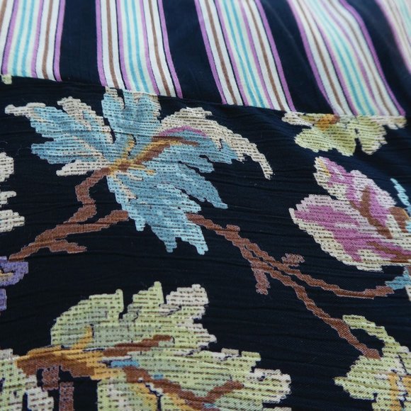 Vintage 3pc Pant Suit Set Fall Leaf Design Pockets Striped Waterfall Jacket - Picture 4 of 13